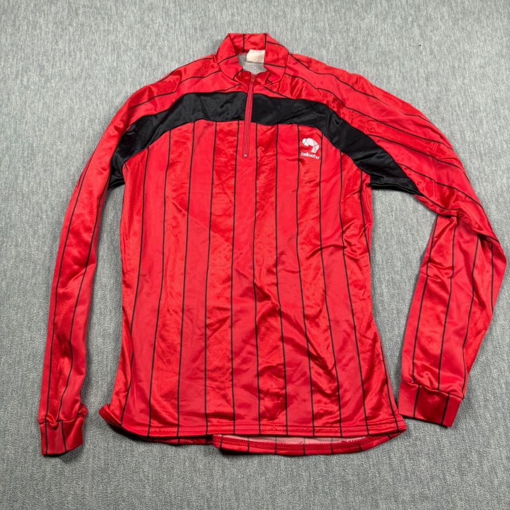 Bellwether Cycling Jersey Men S Red Black Striped Long Sleeve Quarter Zip Top